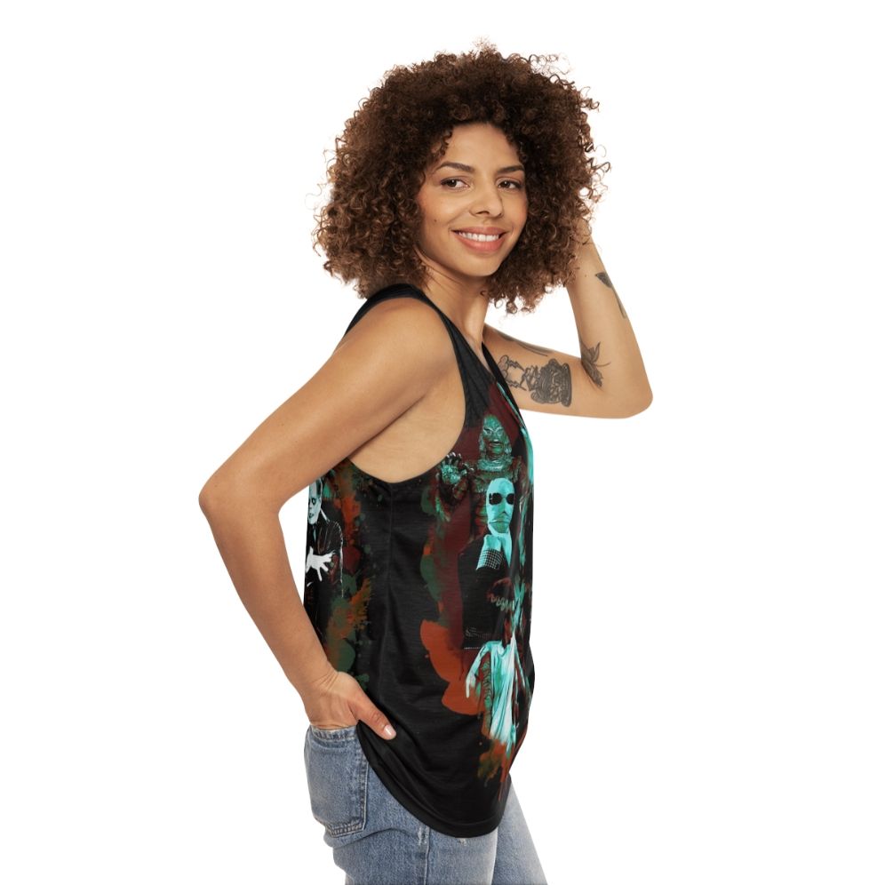 Unisex tank top featuring classic universal monsters - women side