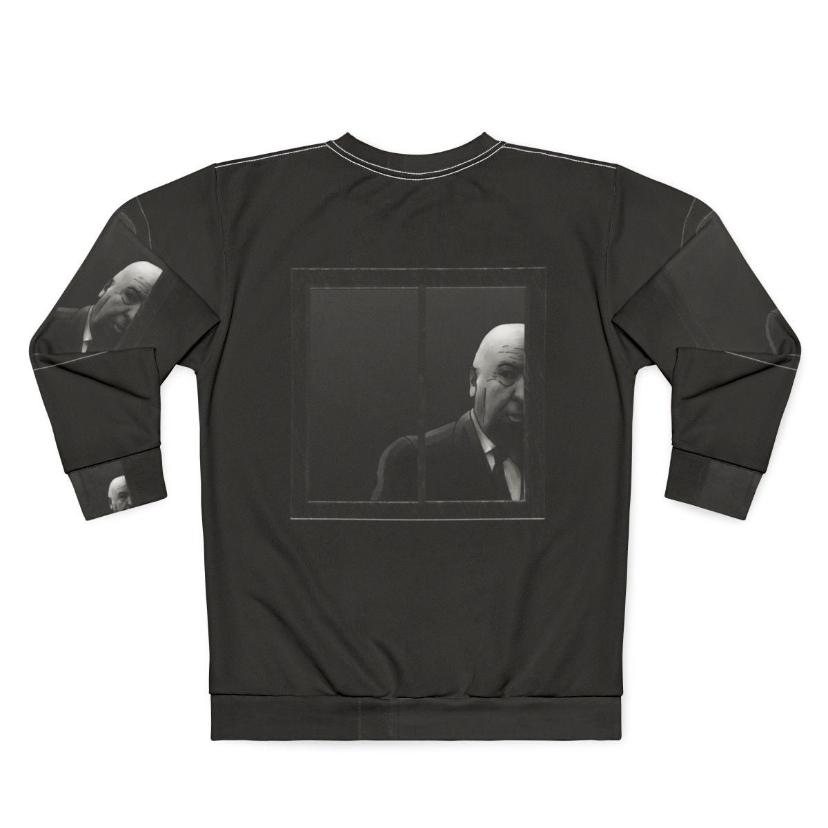 Alfred Hitchcock Black and White Graphic Sweatshirt - Back