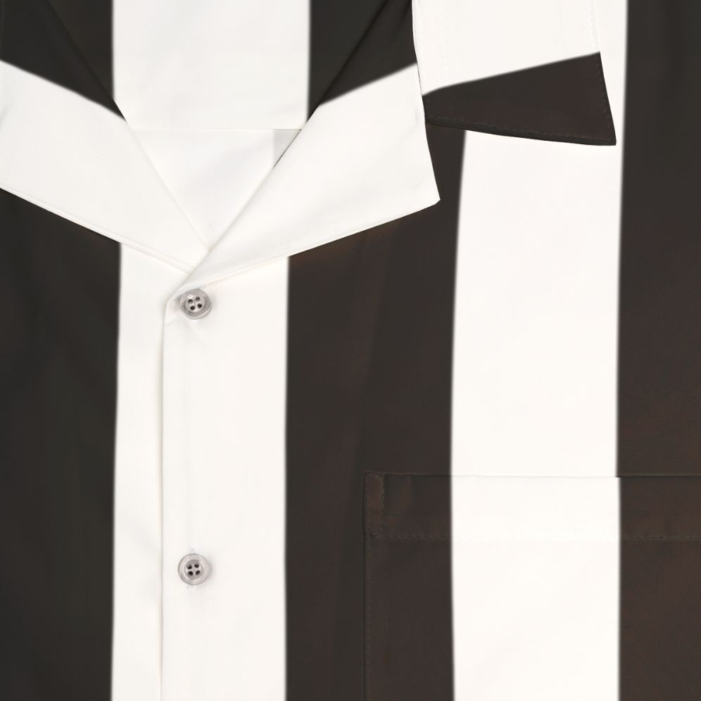 Black and white vertical stripe Hawaiian shirt - Detail