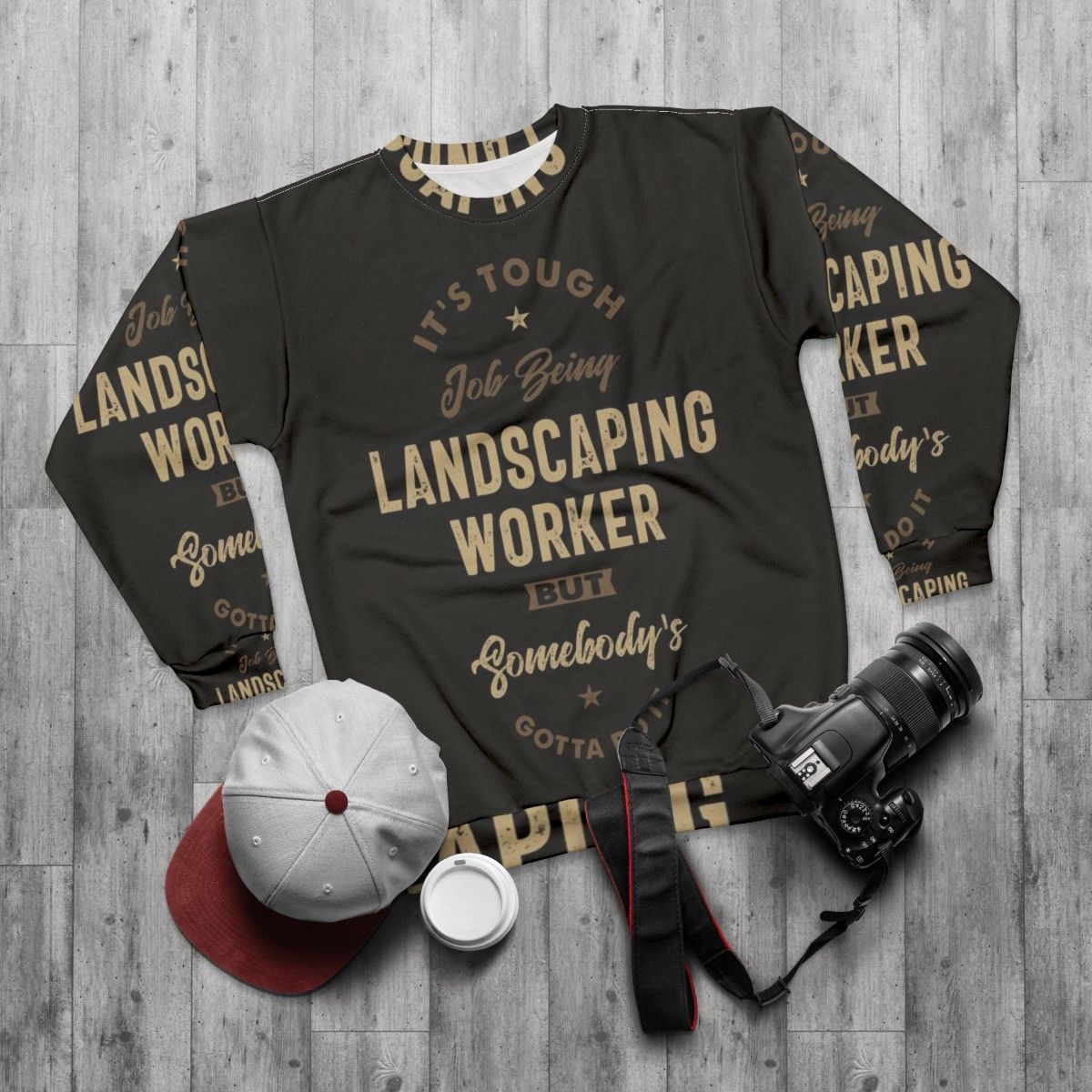 Landscaping Worker Wearing Durable Sweatshirt - flat lay