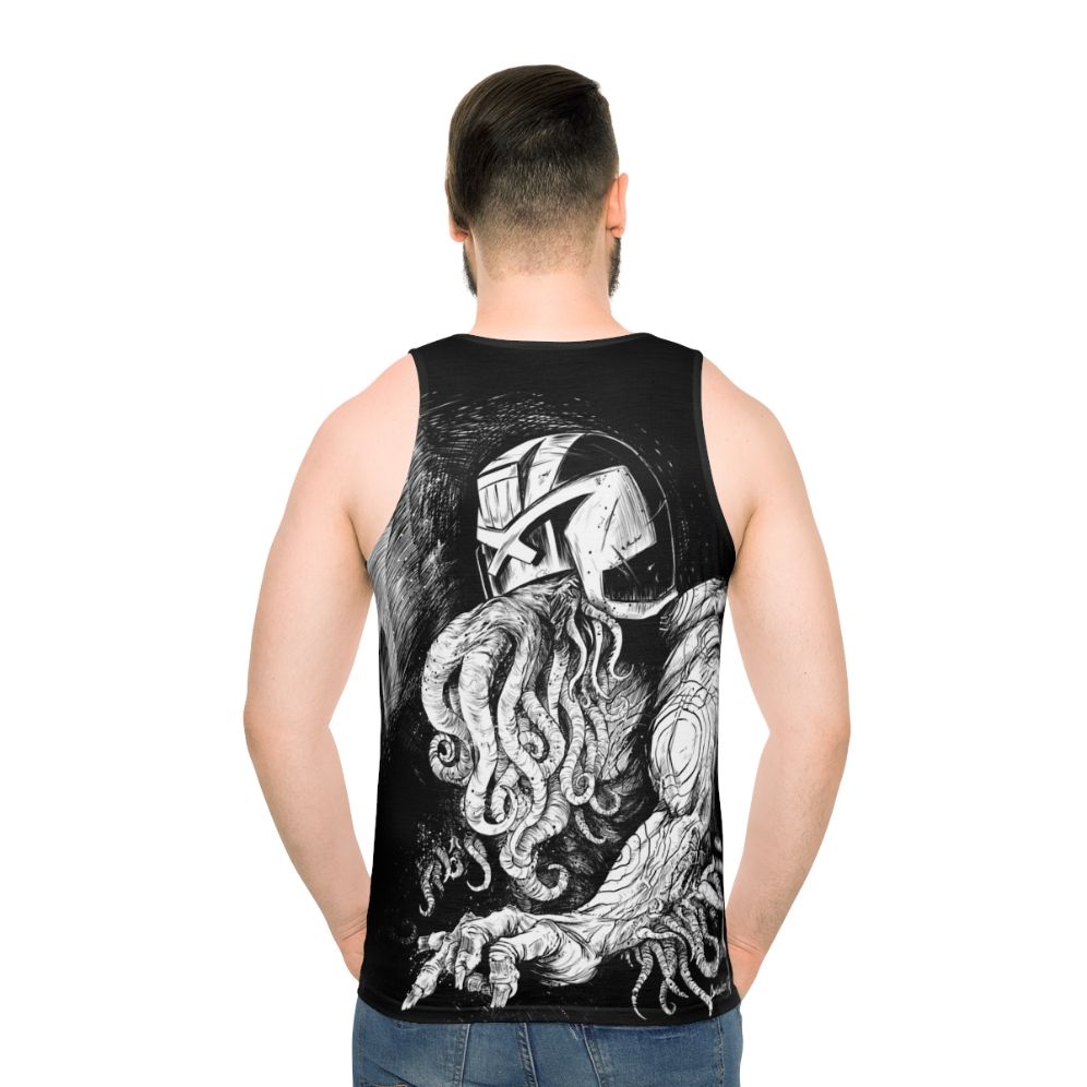 Judge Cthulhu Unisex Ink Graphic Tank Top - men back