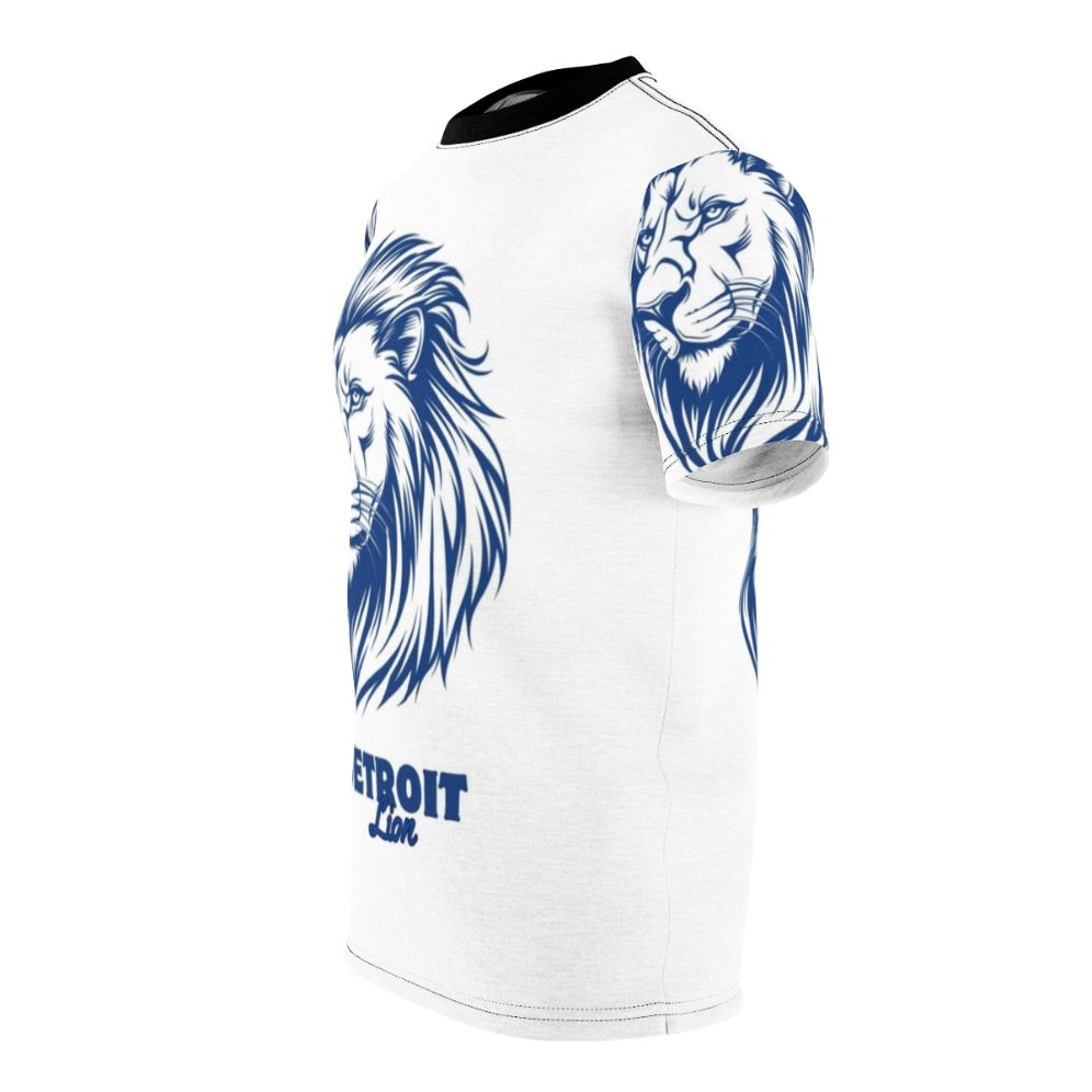 Stylized Detroit lion head graphic design on t-shirt - men left