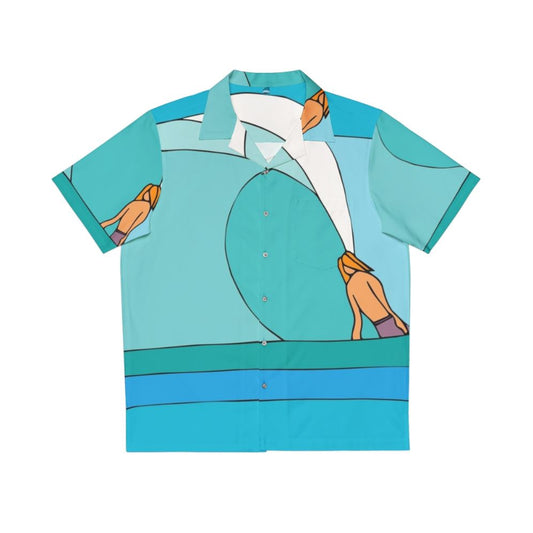 Tropical Hawaiian Shirt with Ocean and Beach Scenery