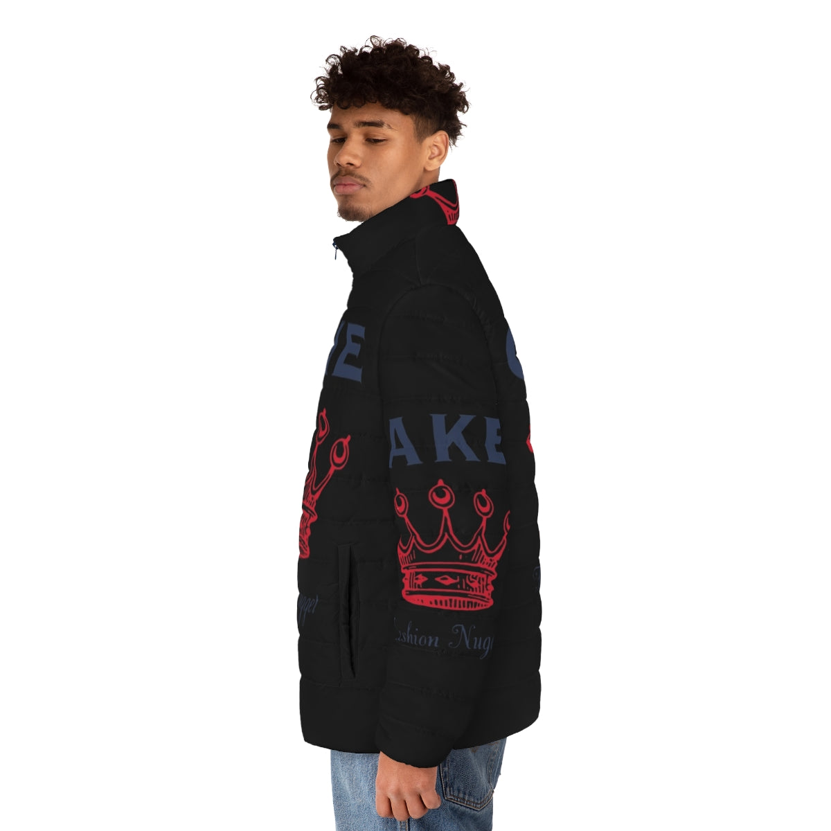 Cake Music Fashion Essential Puffer Jacket featuring the Cake band logo and concert-ready style - men side left