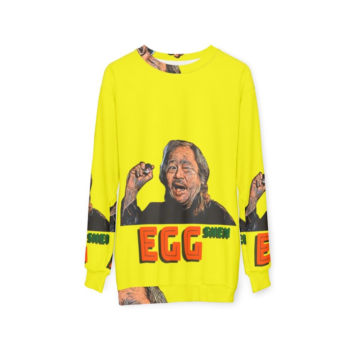 Egg Shen from the '80s cult classic 'Big Trouble in Little China' on a sweatshirt - hanging