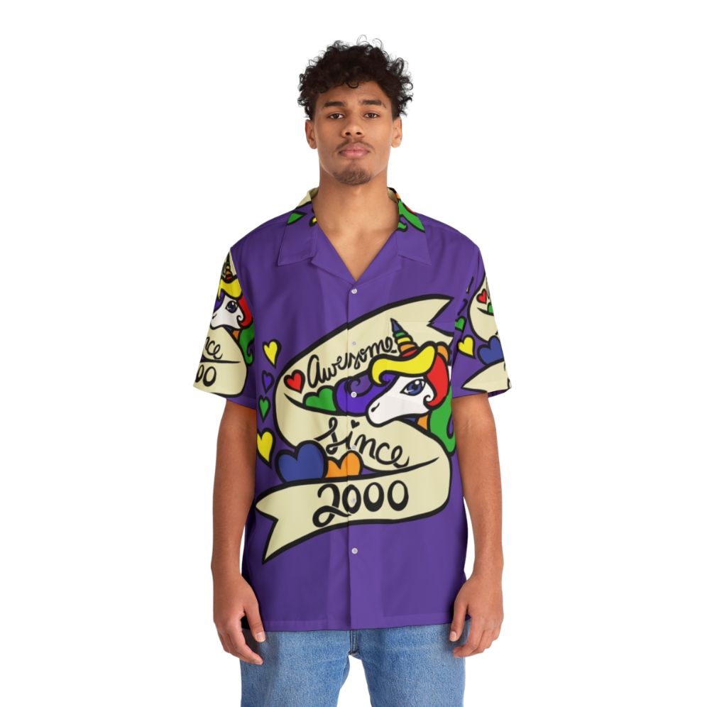 Awesome Since 2000 Unicorn Hawaiian Shirt - People Front