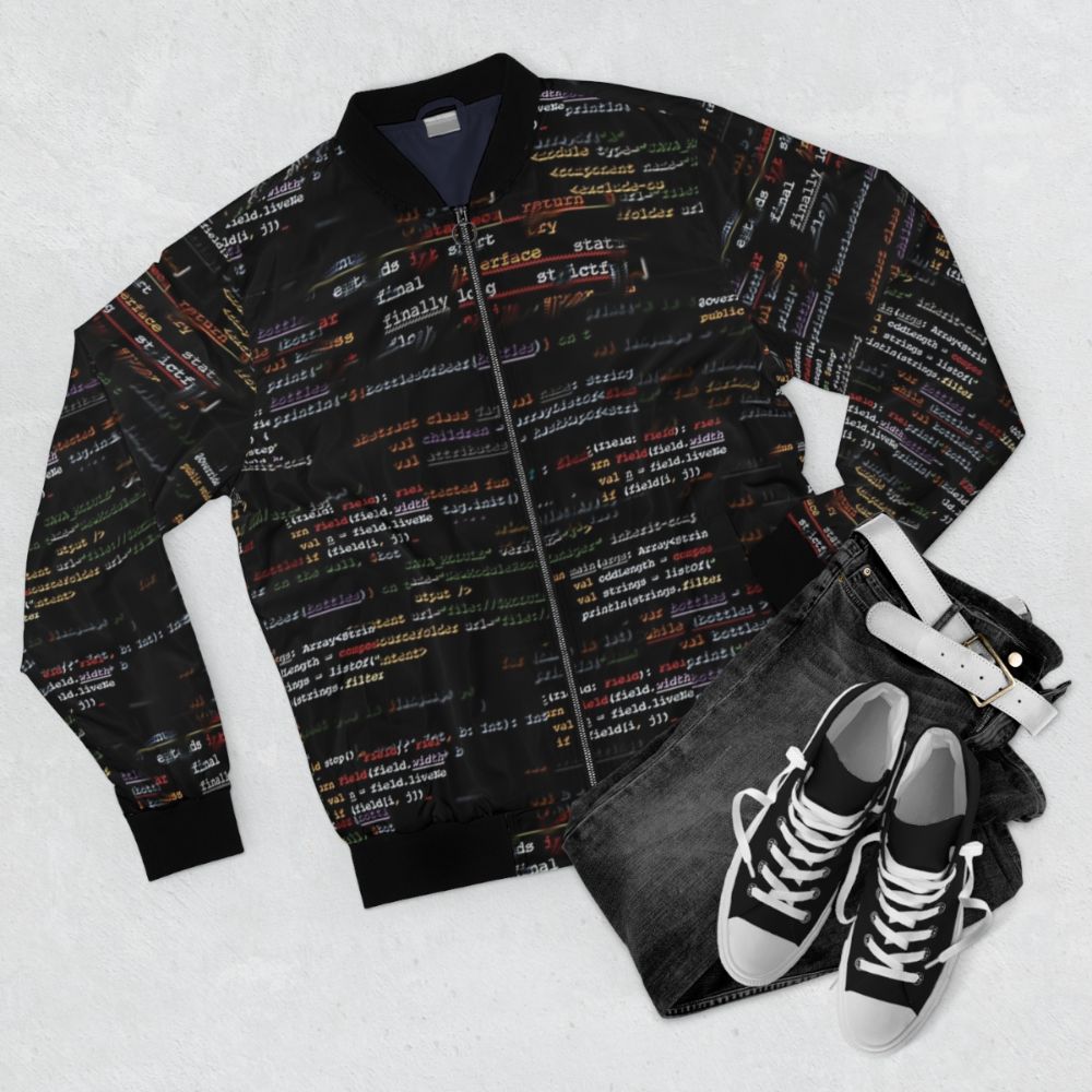 Programmer's Code4 Bomber Jacket - Tech Apparel for Developers - Flat lay