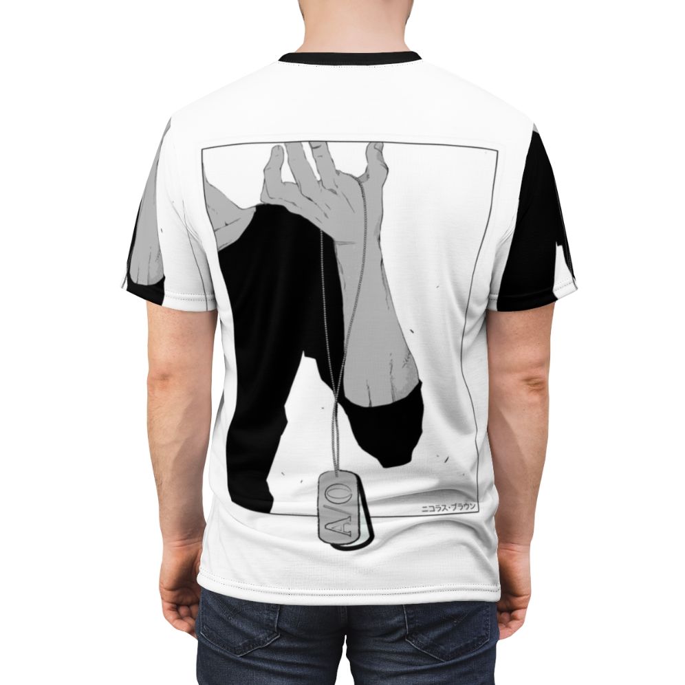 Nicolas Brown inspired AOP t-shirt with manga art design - men back