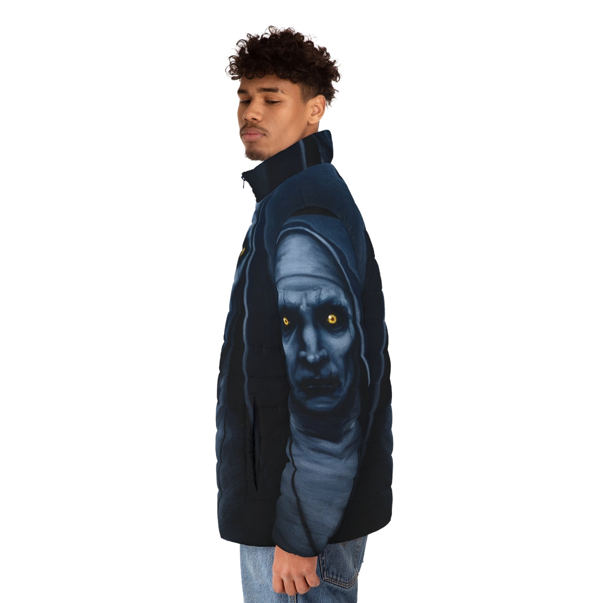 Valak Painting Puffer Jacket with The Conjuring Horror Movie Inspired Design - men side left