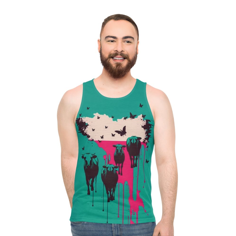 Unisex tank top with the message "Fight Escape Or Die" - men