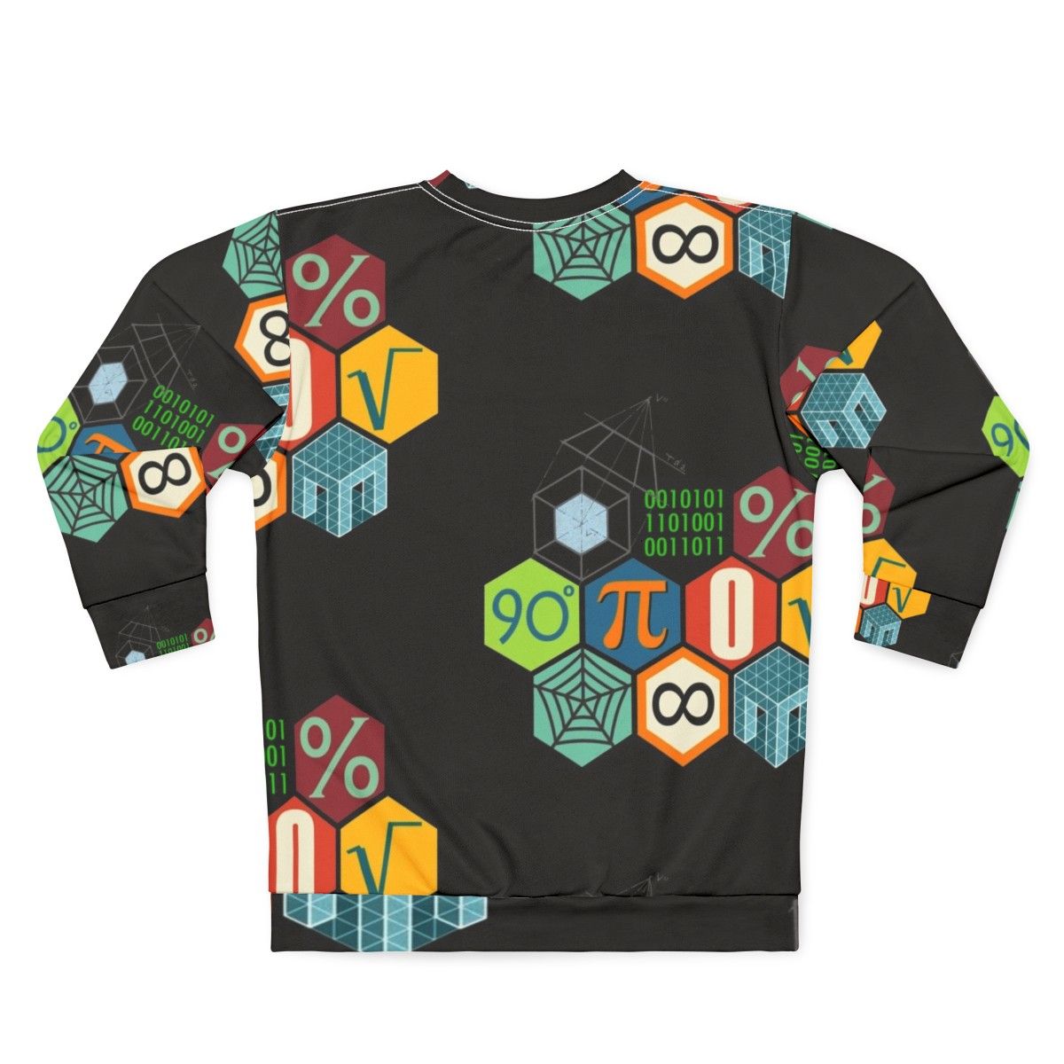 Stylish math sweatshirt with geometric designs and mathematical symbols - Back