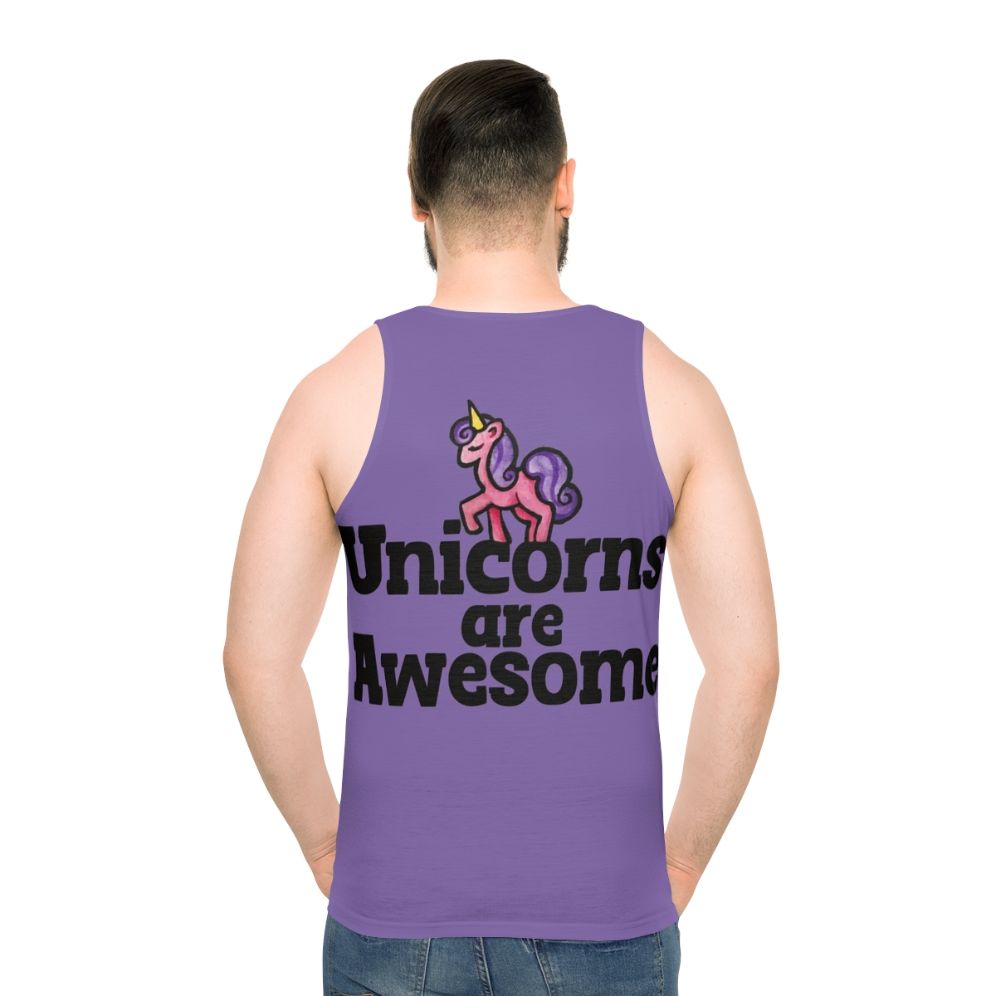 Unicorn lover women's pink tank top - men back