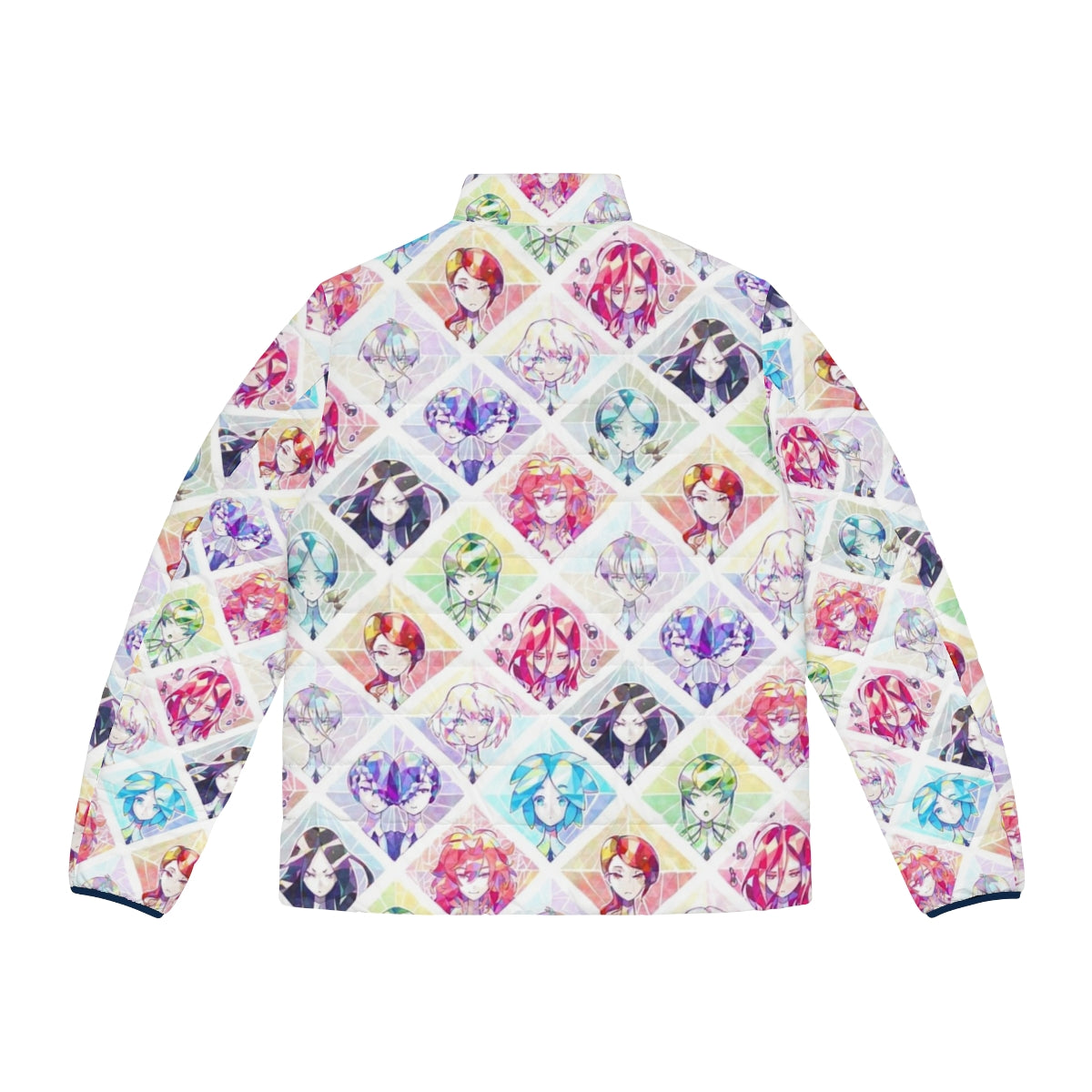 Houseki No Kuni inspired puffer jacket featuring luminous gem designs - Back