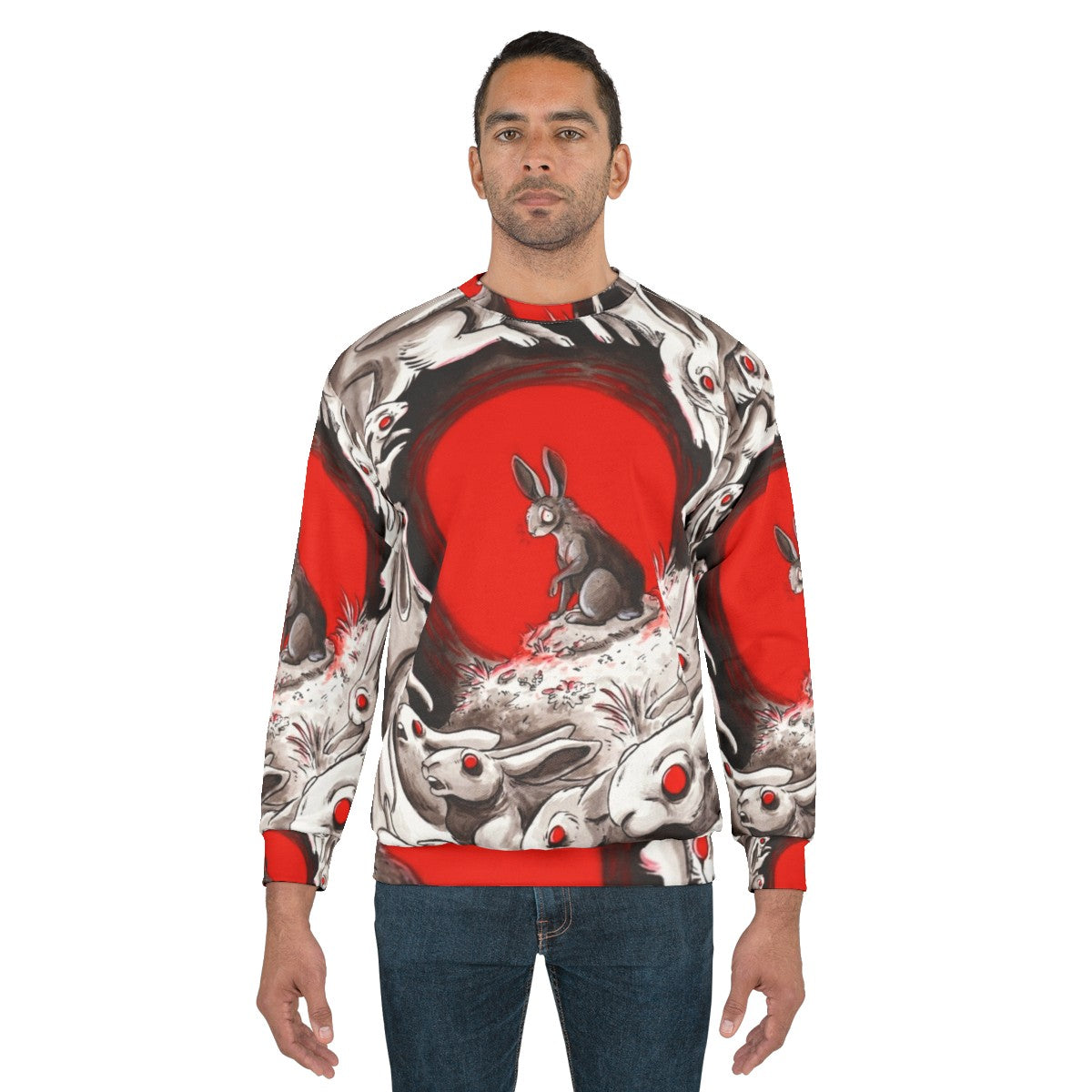 Watership Down inspired sweatshirt with rabbit characters Fiver and Hazel - men