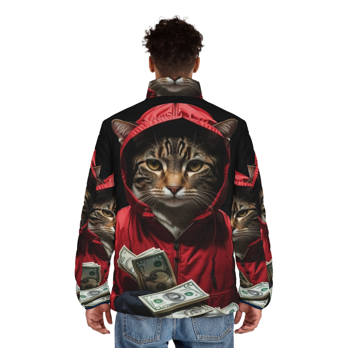 Money Heist La Casa De Papel Cat Puffer Jacket - men back