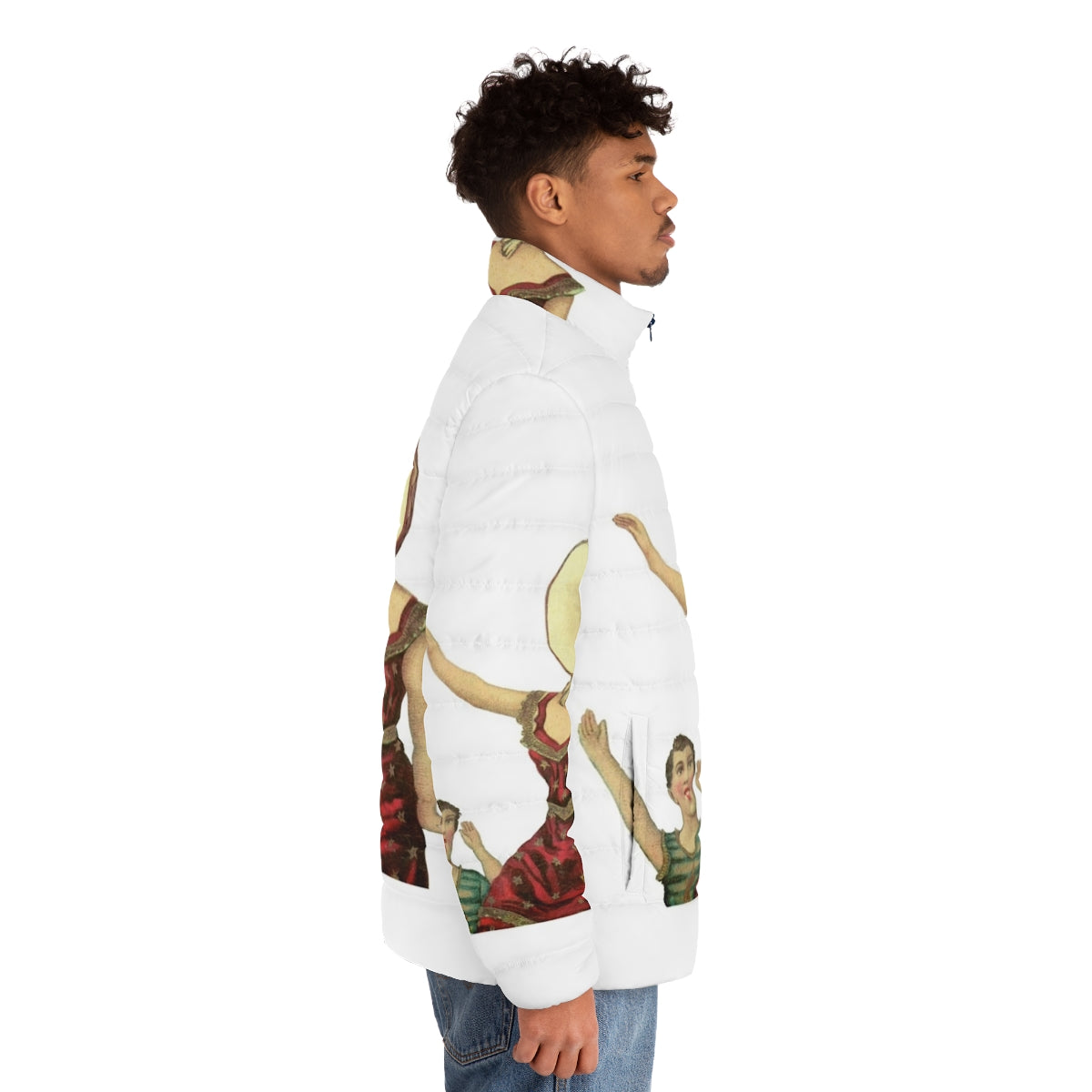 Neutral Milk Hotel puffer jacket featuring the iconic album cover art - men side right