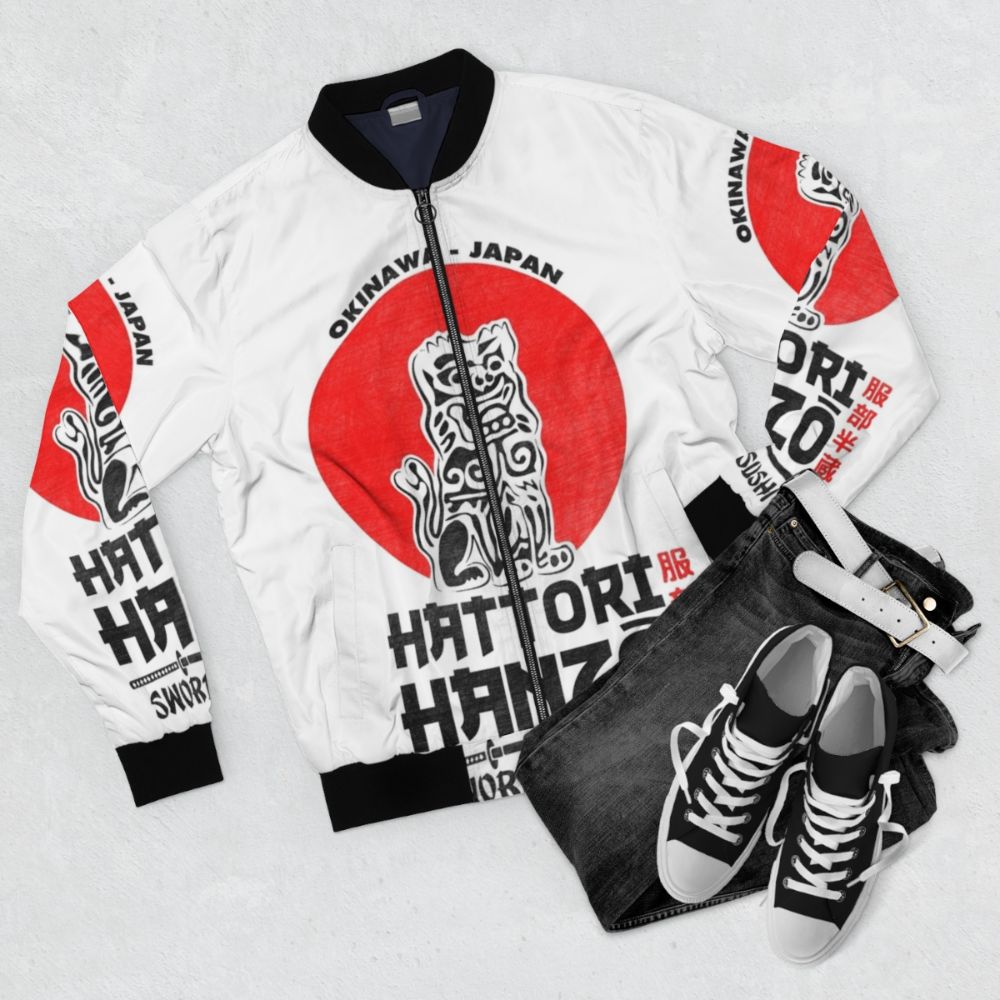 Hattori Hanzo Samurai Bomber Jacket inspired by the movie Kill Bill - Flat lay