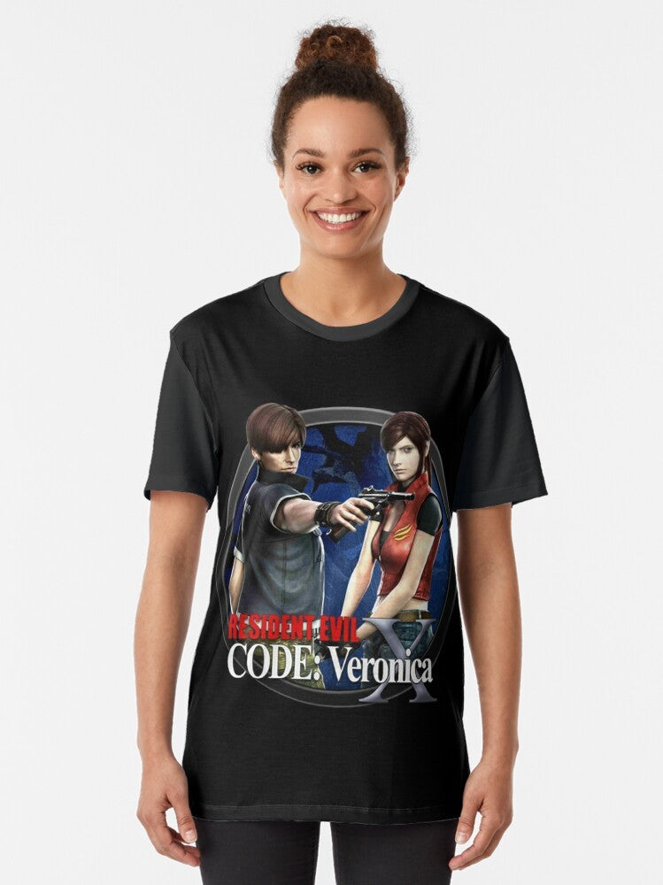 Resident Evil: CODE Veronica X graphic t-shirt featuring Claire Redfield, a classic survival horror video game character - Women