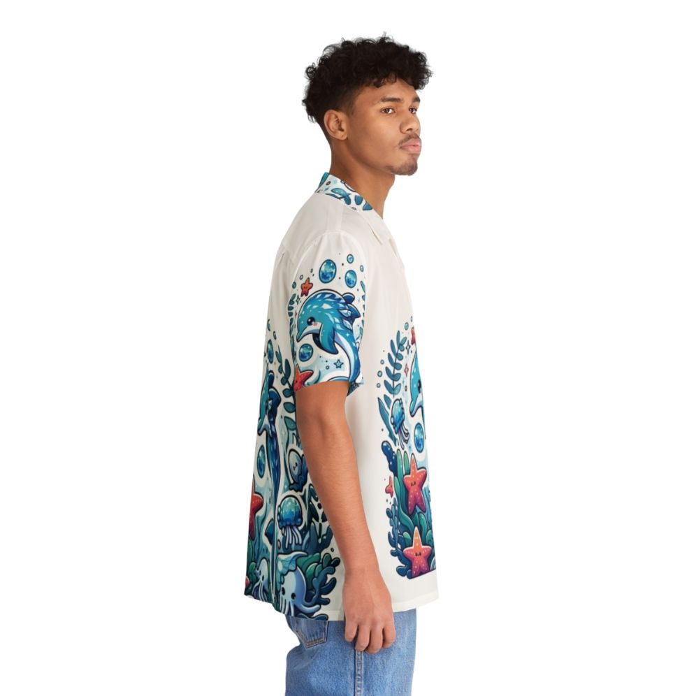 Frostfin dolphin Hawaiian shirt with a fantasy sea creature design - People Pight