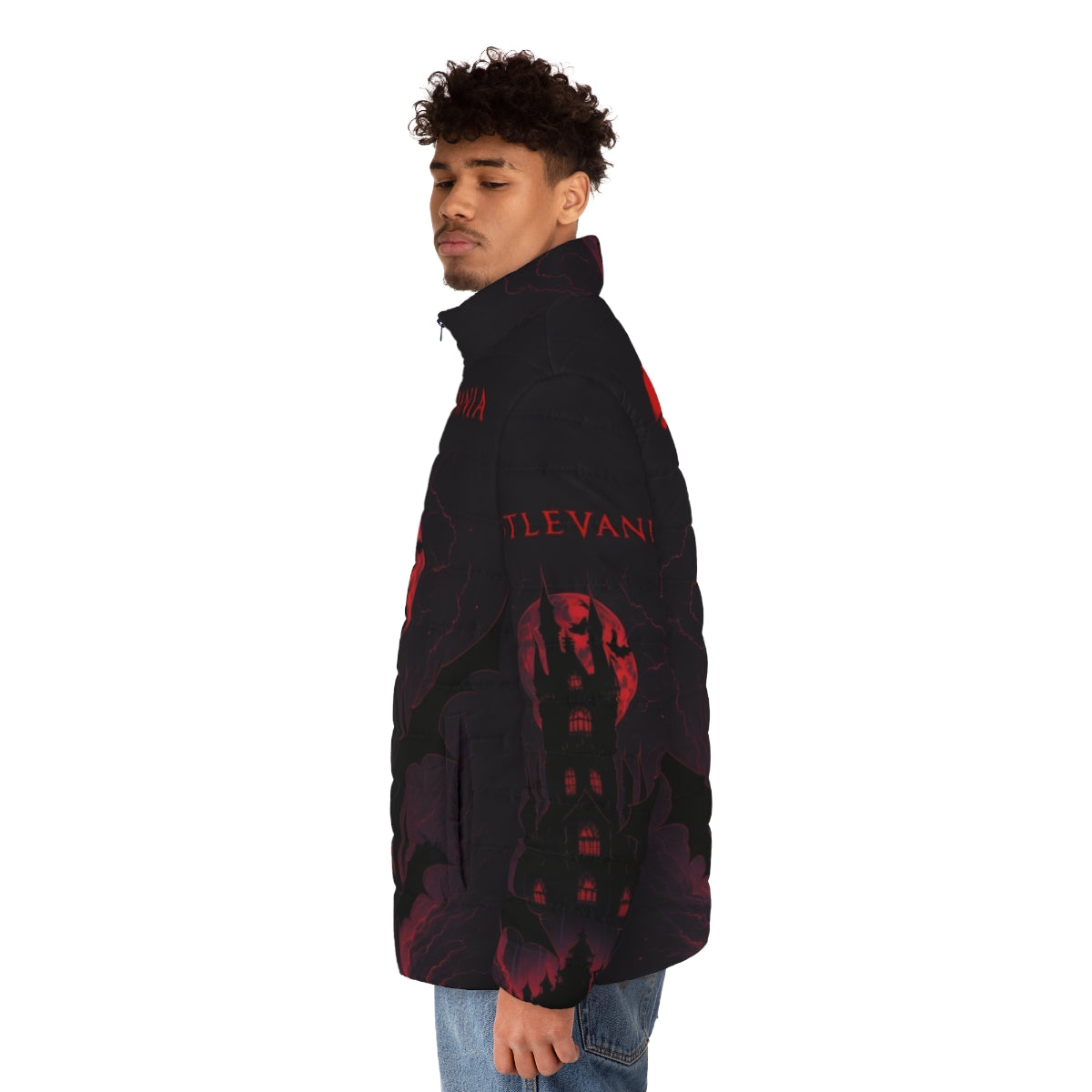 Castlevania-inspired puffer jacket with gothic atmosphere - men side left