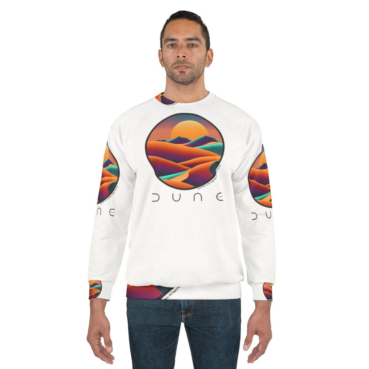 Dune landscape inspired sweatshirt with desert scenery - men