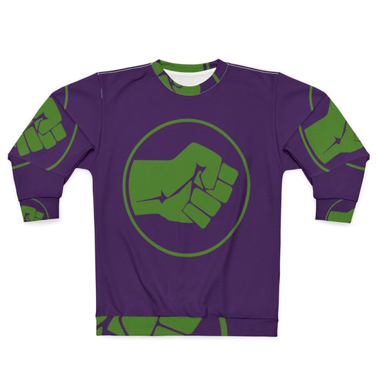 Green Sweatshirt with Smash Fist Hulk Logo