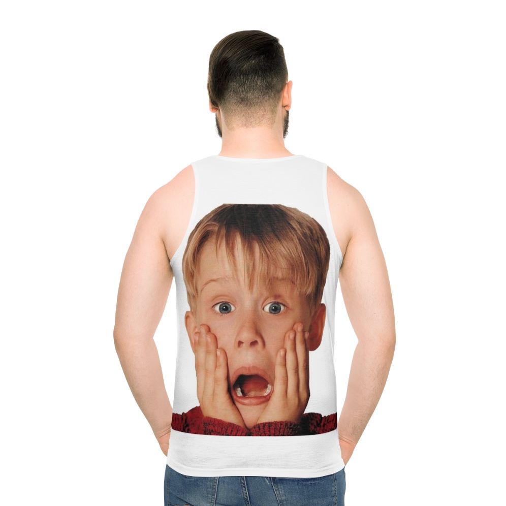 Macauly Culkin in his iconic "Home Alone" role on a unisex tank top - men back