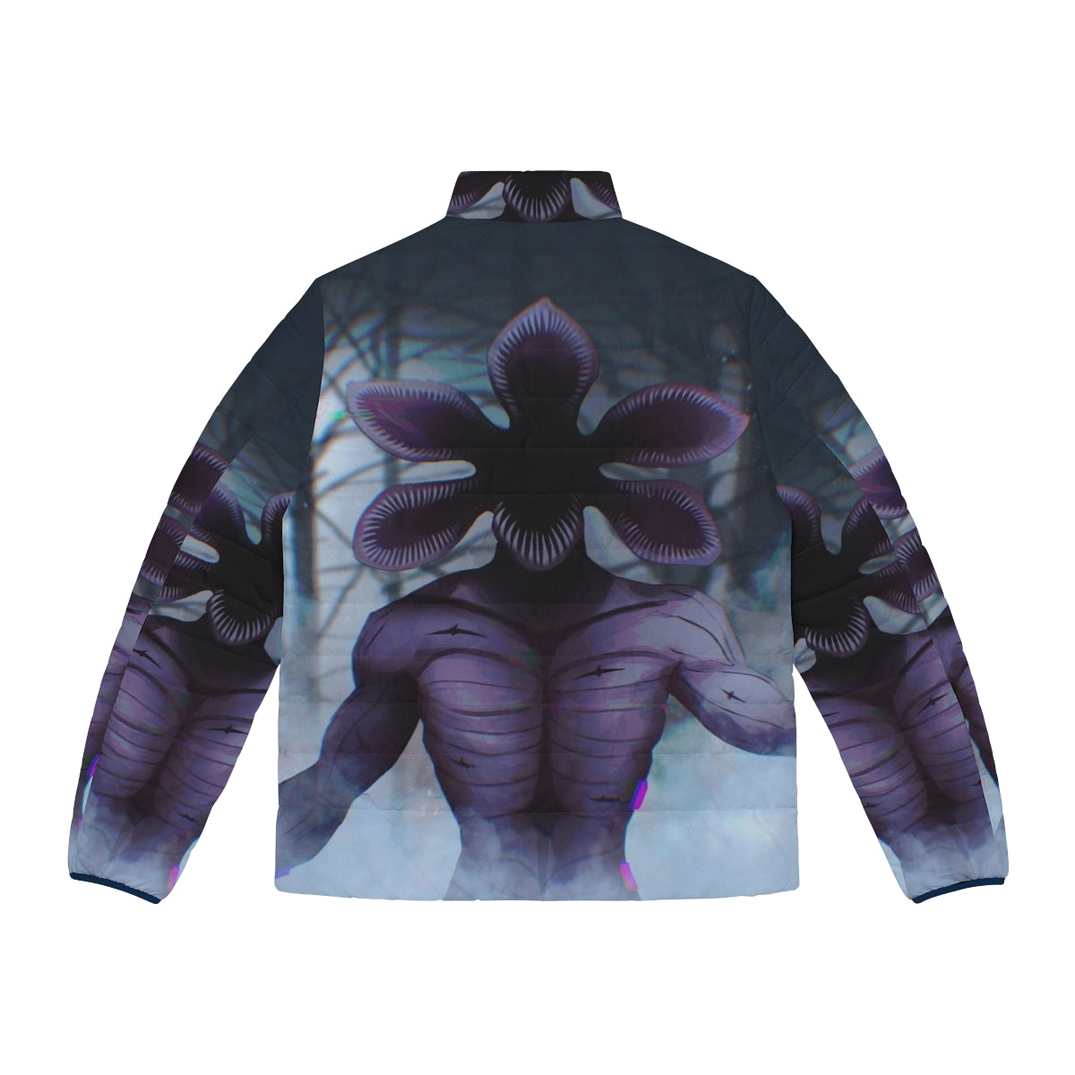 Stranger Things Demogorgon puffer jacket with fanart design - Back