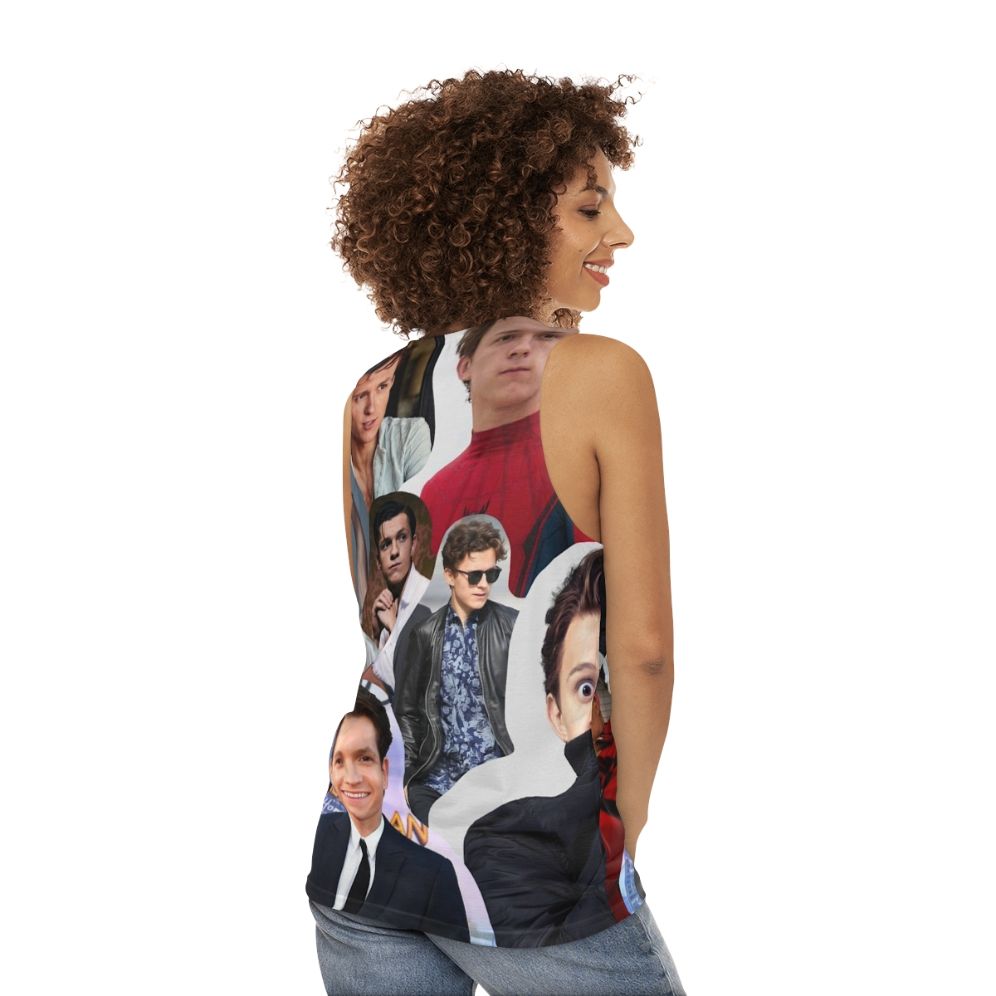 Tom Holland Spider-Man Superhero Collage Unisex Tank Top - women back