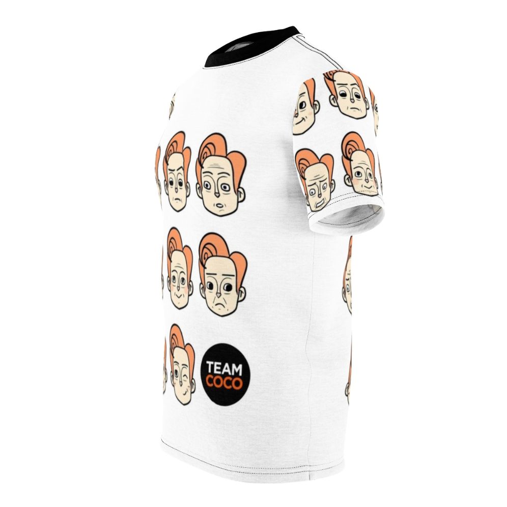 T-shirt featuring various expressions and faces of Conan O'Brien, the popular late-night TV host - men left