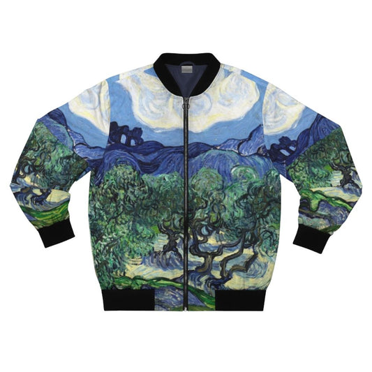 Bomber jacket featuring Vincent van Gogh's famous painting "Olive Trees with the Alpilles in the Background"