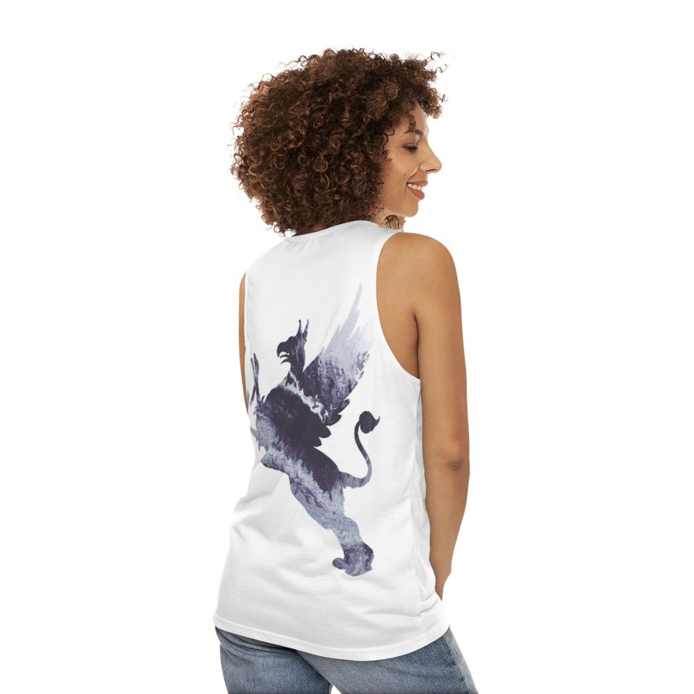 Gryphon unisex tank top with colorful abstract art - women back