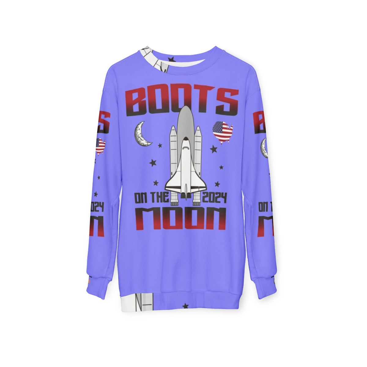 Boots on the Moon 2024 Space Force Sweatshirt with Funny Shoe Quotes - hanging