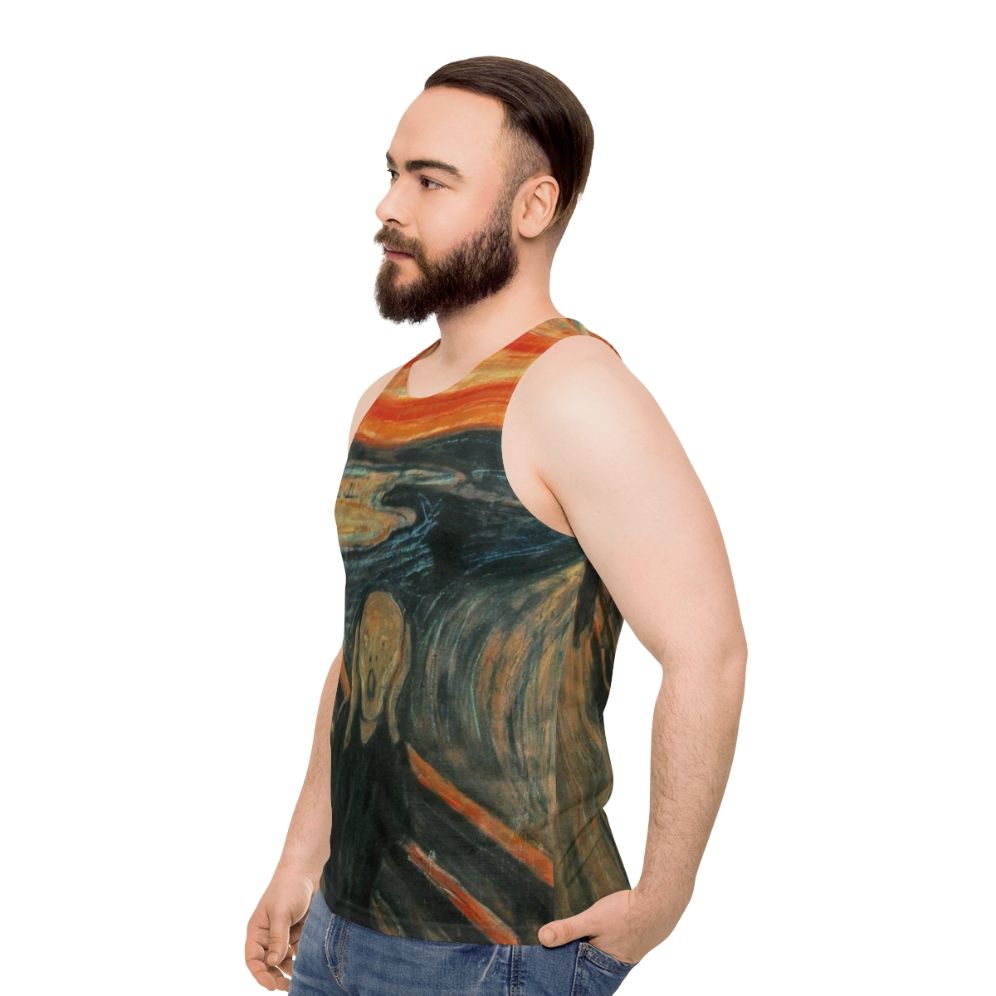 Edvard Munch's "The Scream" design on a unisex tank top - men side