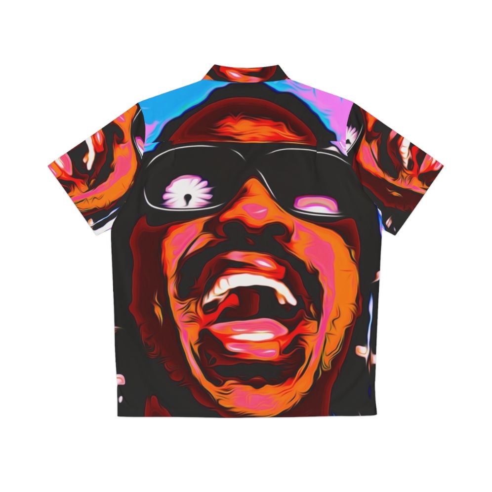 Stevie Wonder Inspired Hawaiian Shirt with Pop Art Portrait - Back