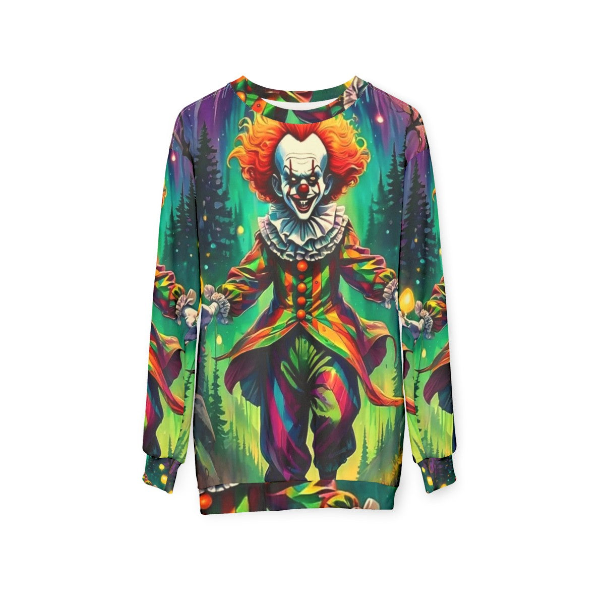 Spooky clown Halloween sweatshirt - hanging