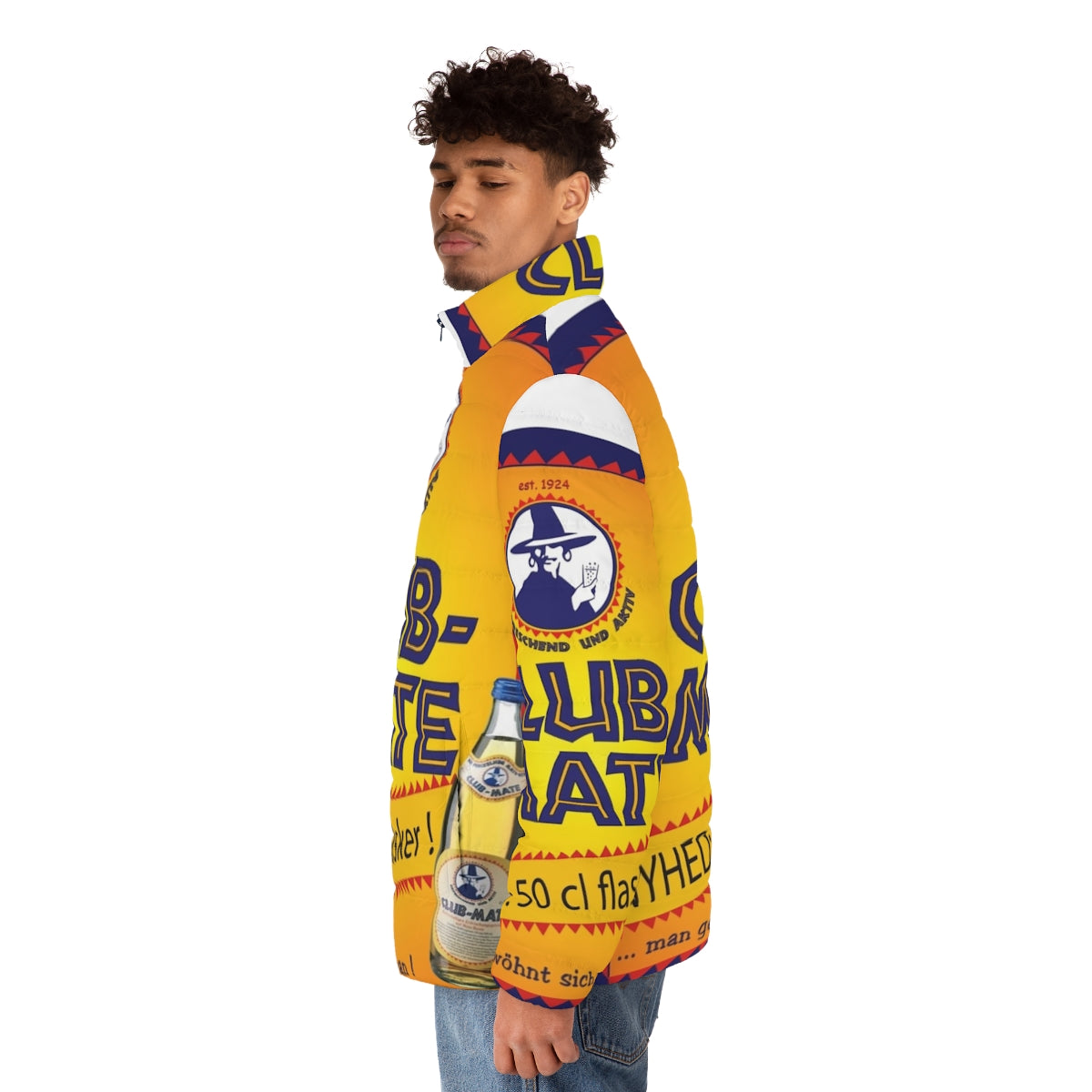 Club Mate Puffer Jacket - Berlin Techno Inspired Urban Streetwear - men side left