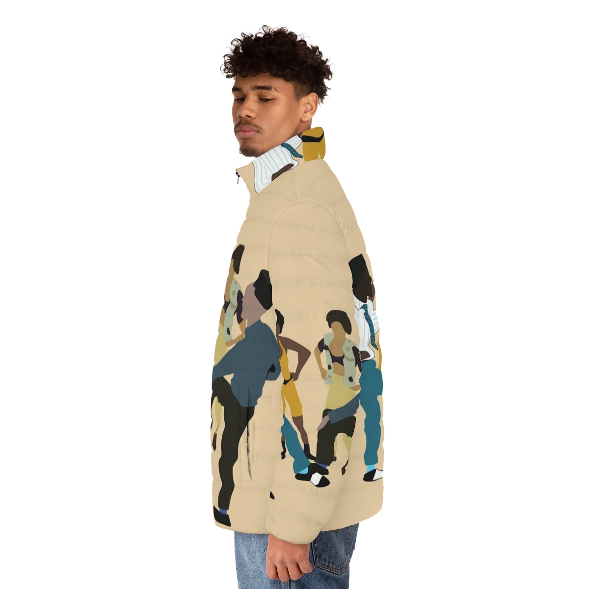 Colorful 90s hip hop inspired puffer jacket - men side left