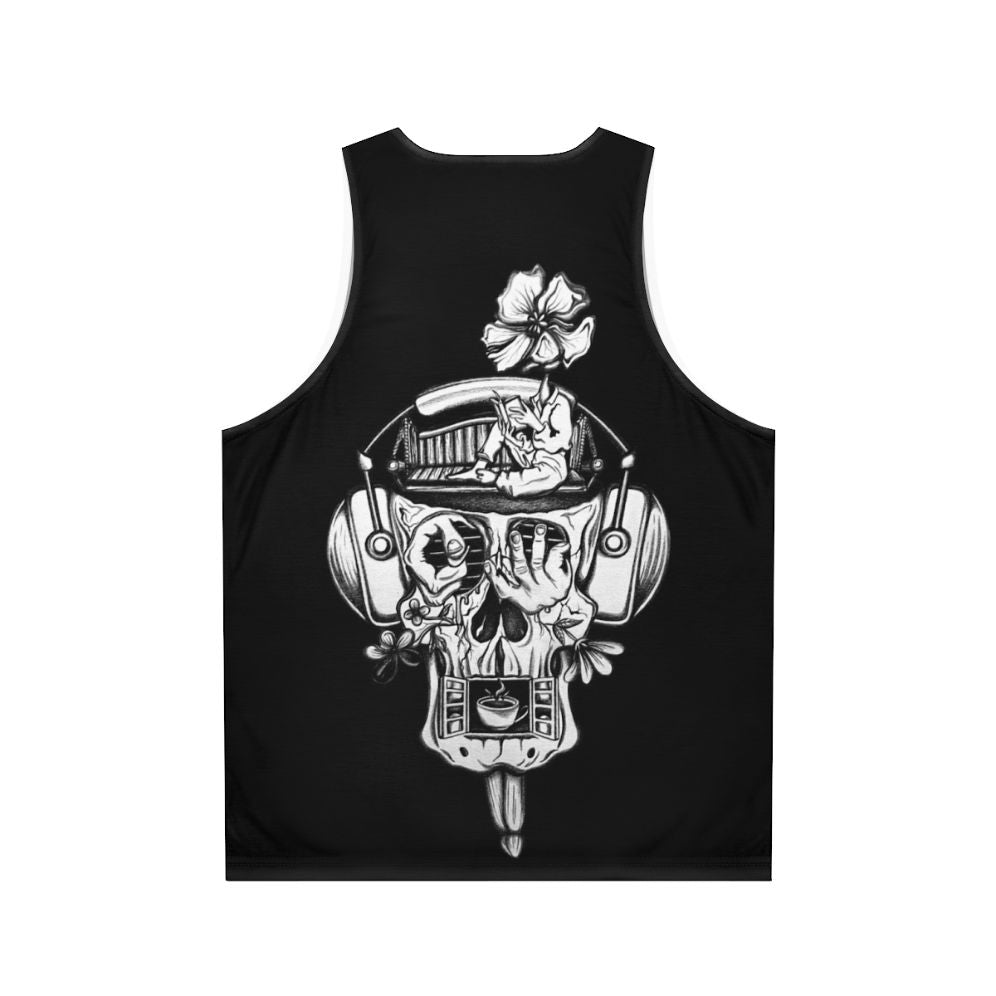 Unisex tank top featuring surrealist "Music of the Mind" design - Back