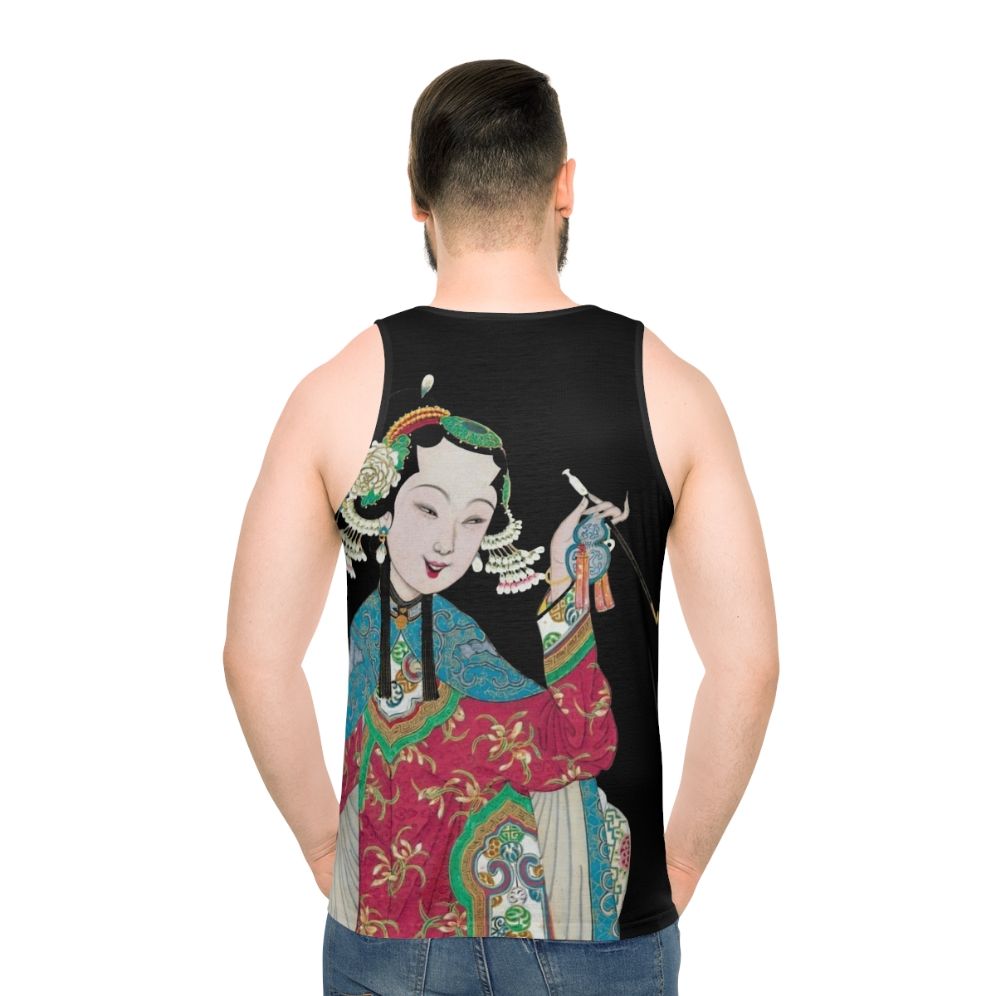 Unisex tank top featuring a captivating vintage Chinese opera figure - men back