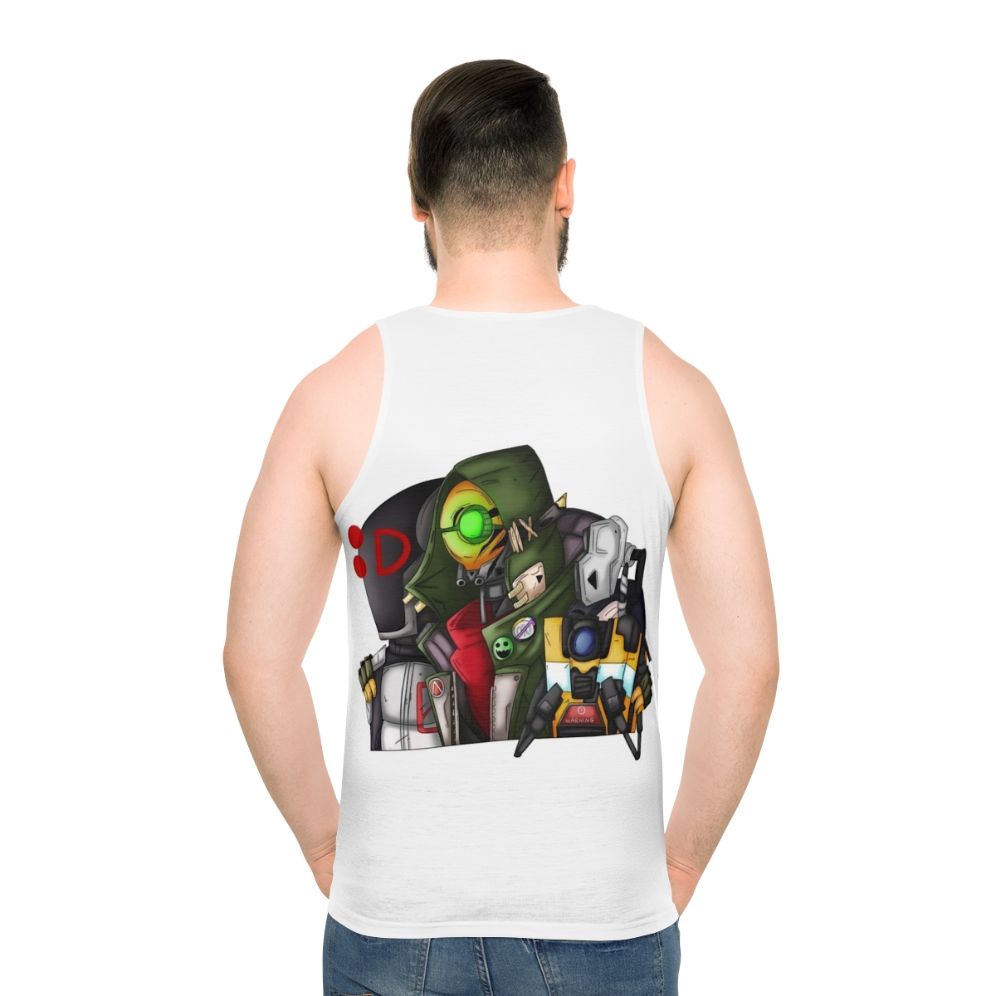 Borderlands Zer0, Fl4k, and Claptrap Unisex Tank Top - men back