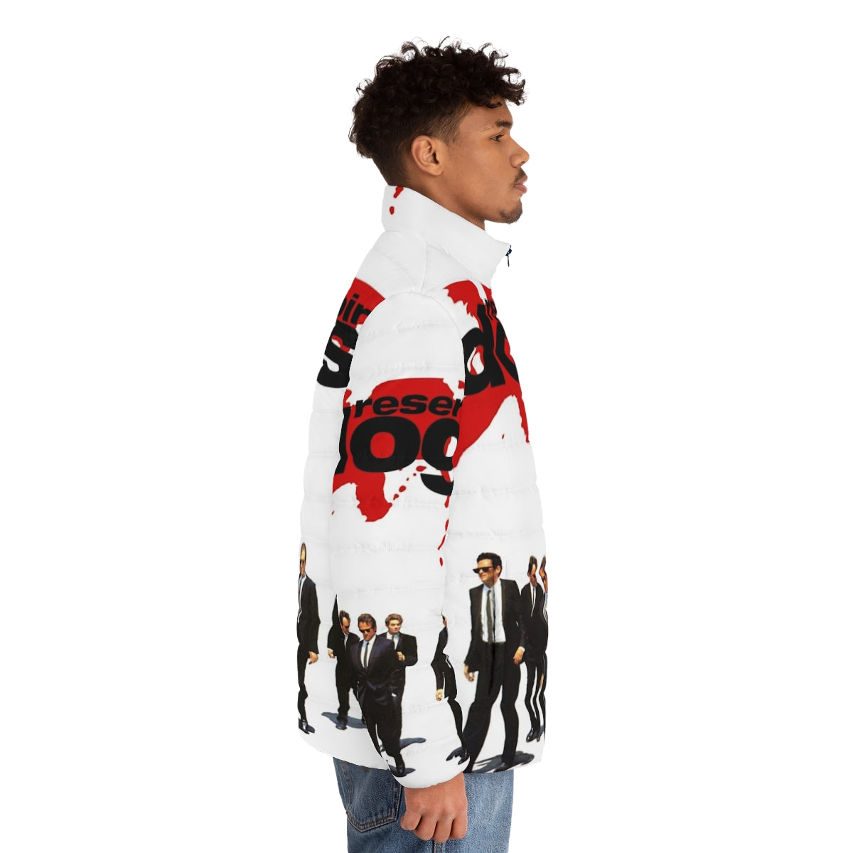 Reservoir Dogs inspired puffer jacket with 90s movie style - men side right