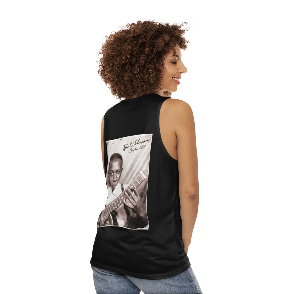 Retro Robert Johnson Delta Blues Unisex Tank Top - women back