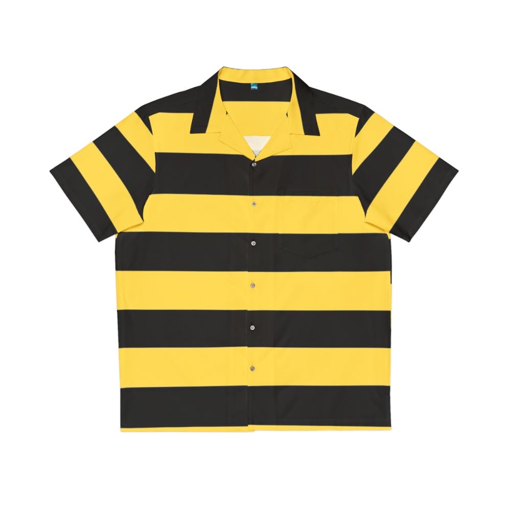 Bumble bee Hawaiian shirt with bright yellow and black stripes