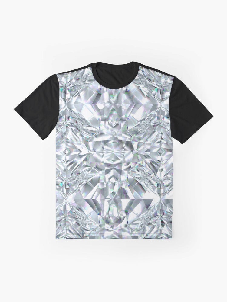 White diamond graphic t-shirt with a glassy, crystal-like texture - Flat lay