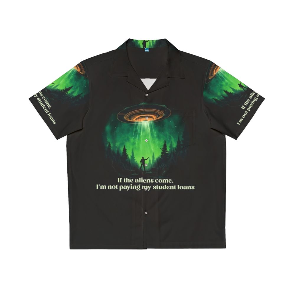 Alien Hawaiian Shirt with Student Loan Debt Free Design