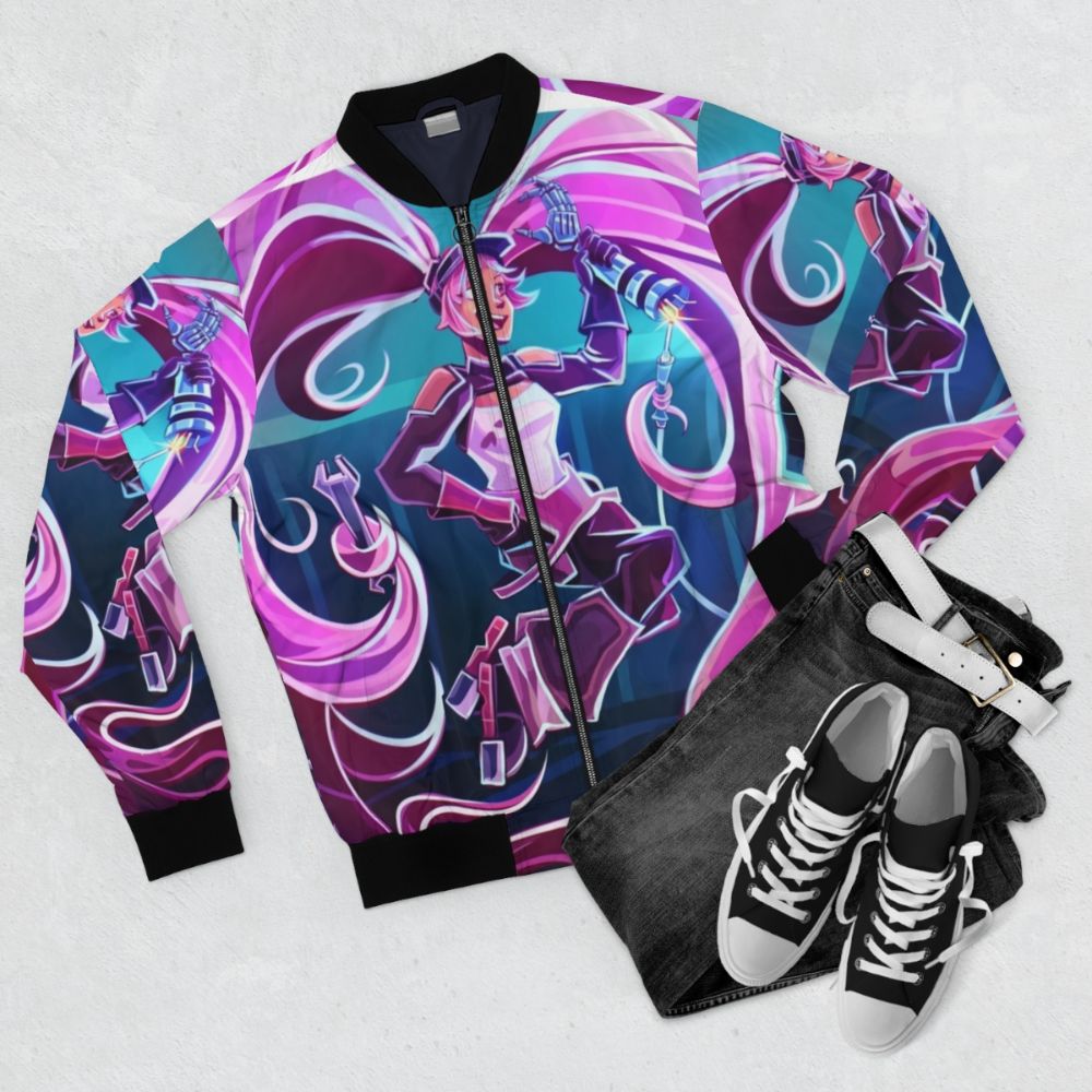 Entrapta She-Ra Inspired Bomber Jacket - Flat lay