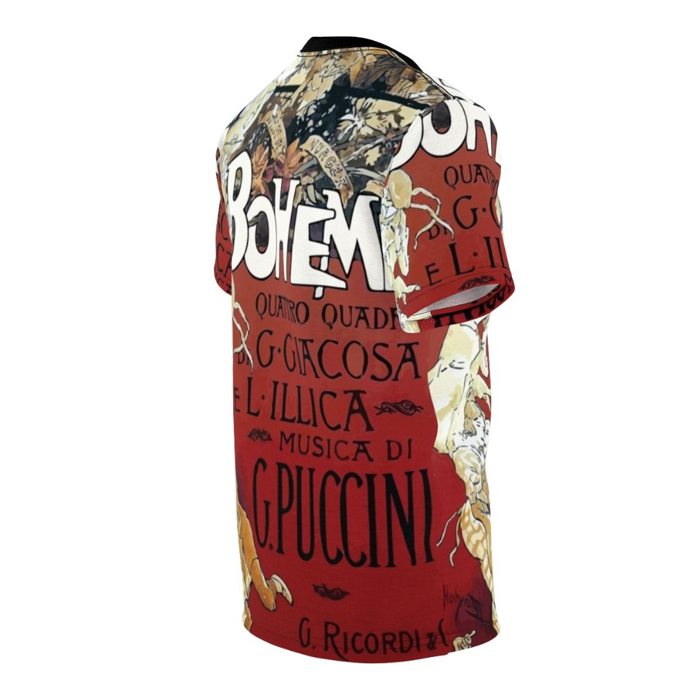 Vintage-style t-shirt featuring the iconic opera 'La Boheme' by Puccini - men right