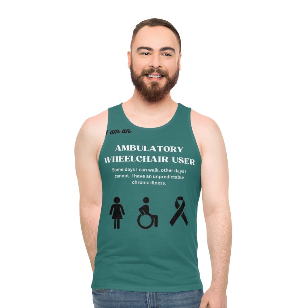 Disability awareness unisex tank top for ambulatory wheelchair users - men