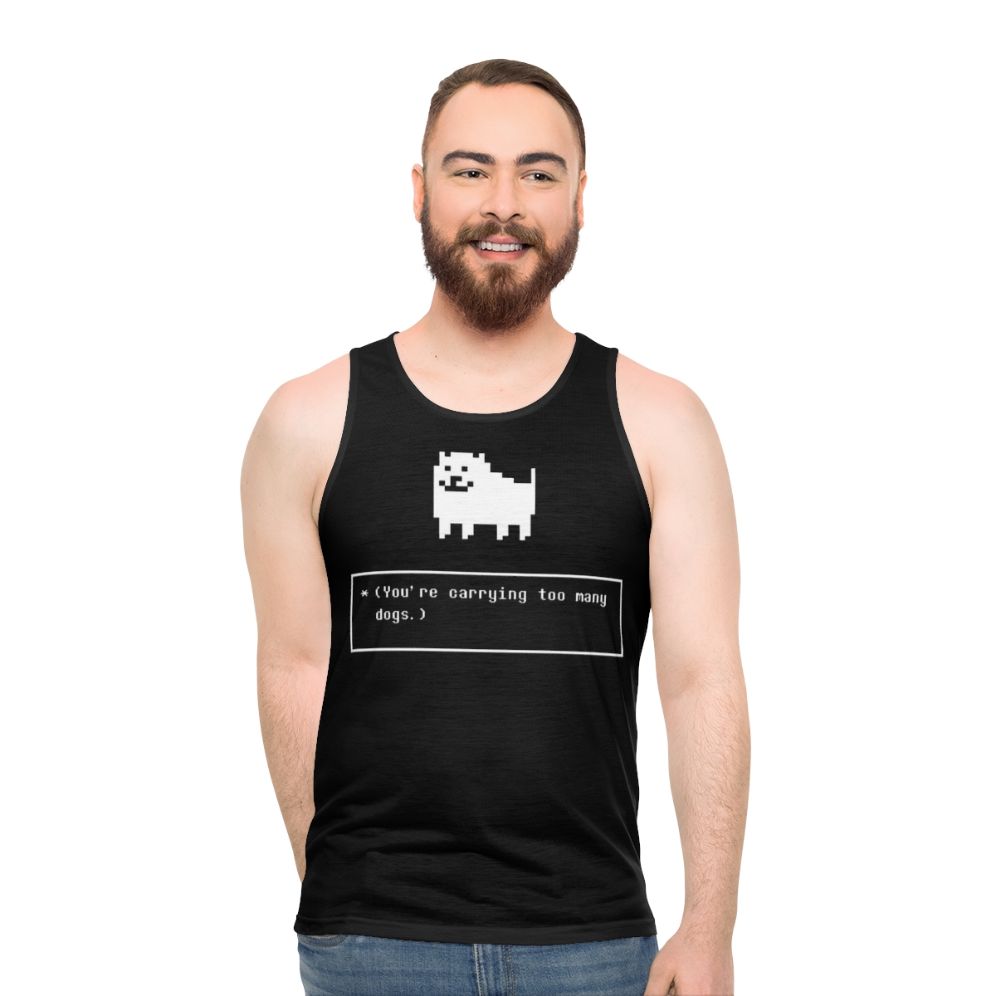 Unisex tank top with annoying dog design inspired by Undertale - men